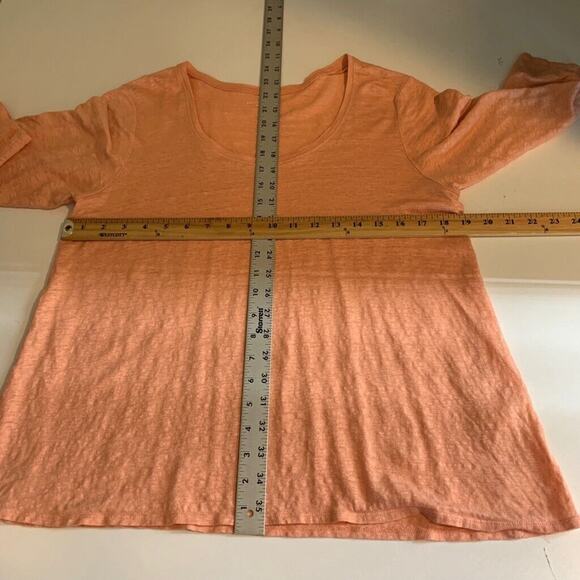 Eileen Fisher Shirt Womens L Large Peach Linen Quarter Sleeve Scoop Neck Top - Picture 8 of 13